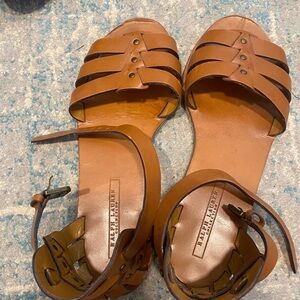 Ralph Lauren Collection brown leather sandals.
